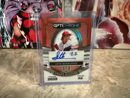 Seth Hernandez 2025 Leaf Optichrome Top 10 Draft History Auto Orange 4/4
