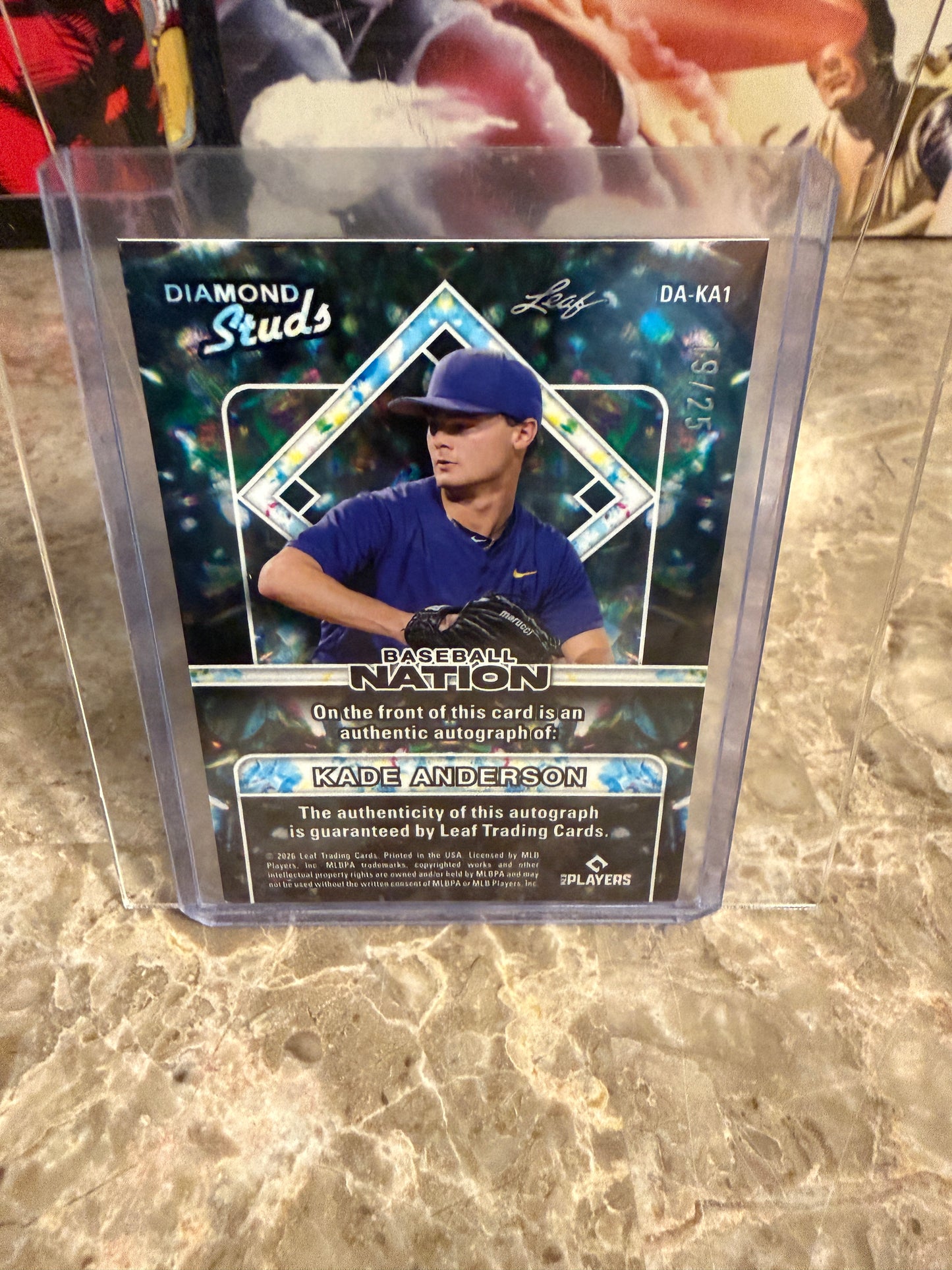 2026 Leaf Baseball Nation Kade Anderson Diamond Studs Prismatic Auto 19/25