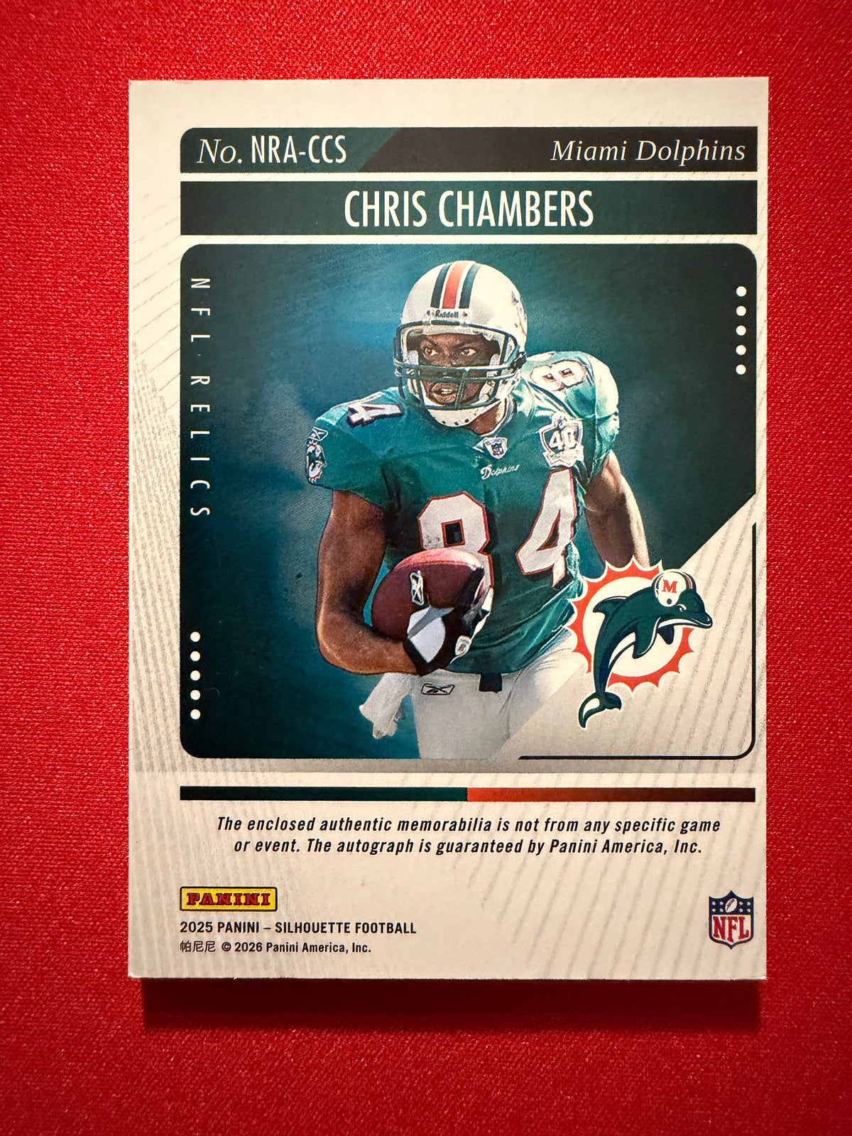 Chris Chambers 2025 Panini Silhouette NFL Relics Patch Auto /199