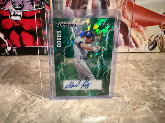 2026 Leaf Baseball Nation Wade Boggs Poster Auto Green Cracked Ice /5