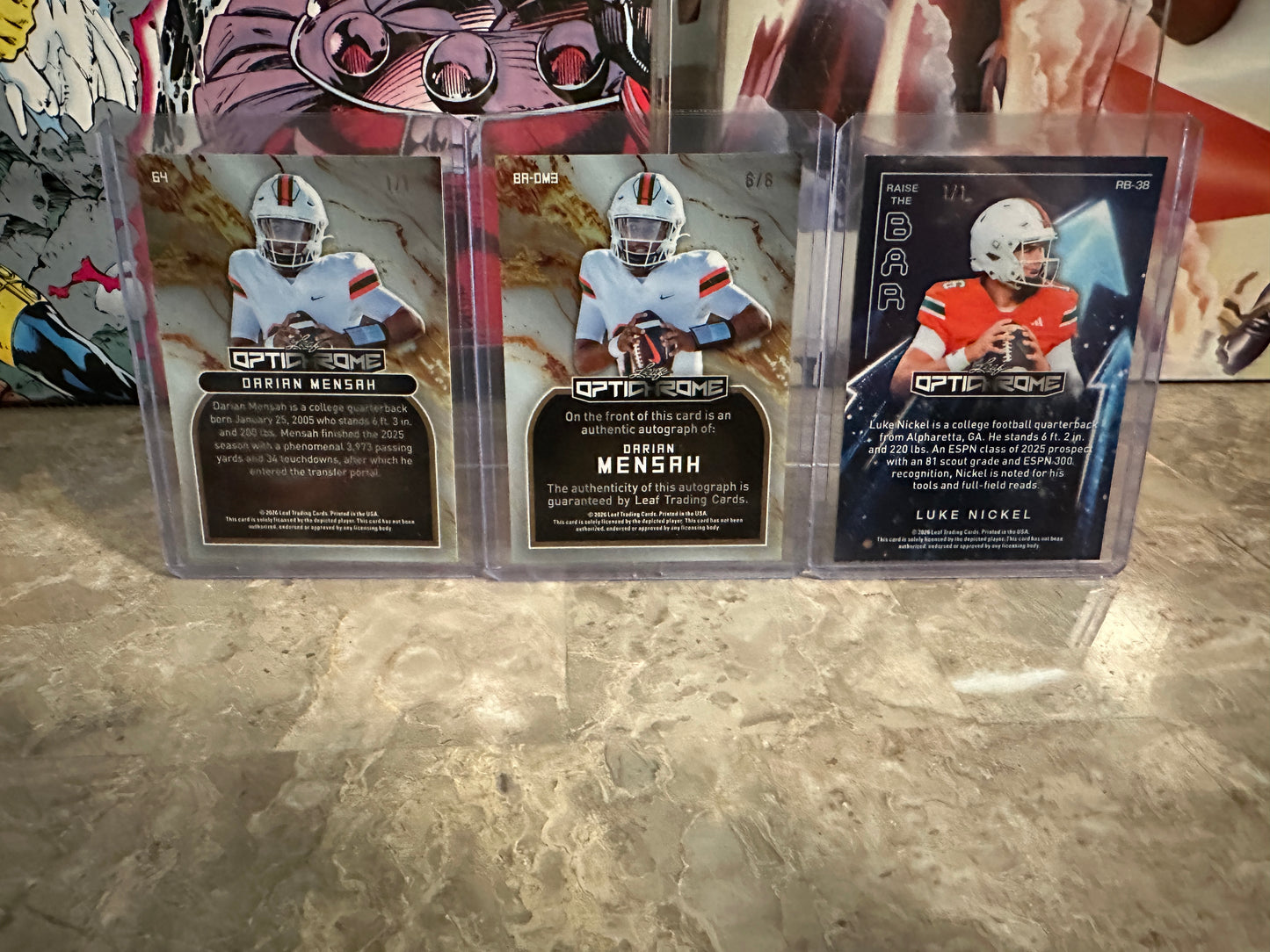 2026 Leaf Optichrome Miami Hurricanes QB Lot DARIAN MENSAH 1/1 & AUTO /8 Nickel