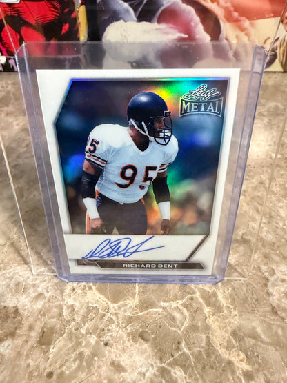2026 Leaf Metal Football White Prismatic On-Card Auto Richard Dent /9