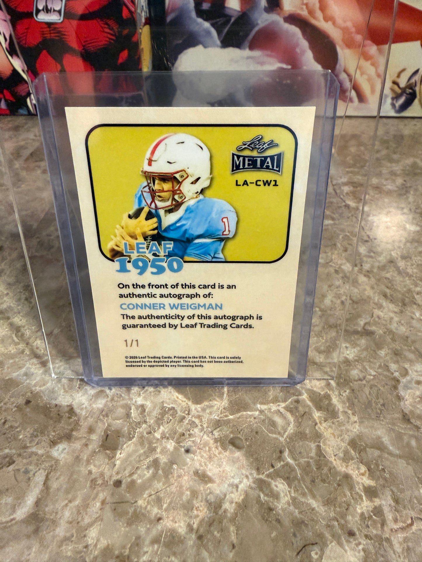 2026 Leaf Metal Football Conner Weigman 1950 AUTO Silver Crystal 1/1