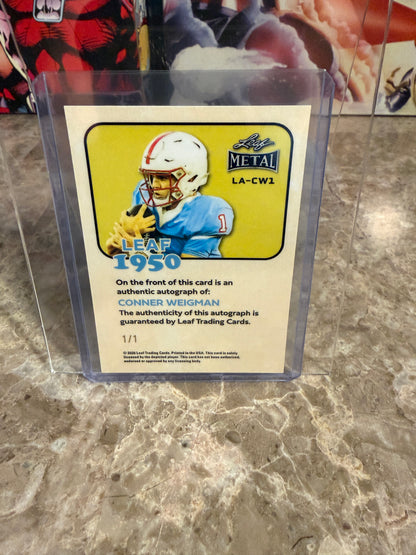 2026 Leaf Metal Football Conner Weigman 1950 AUTO Silver Crystal 1/1