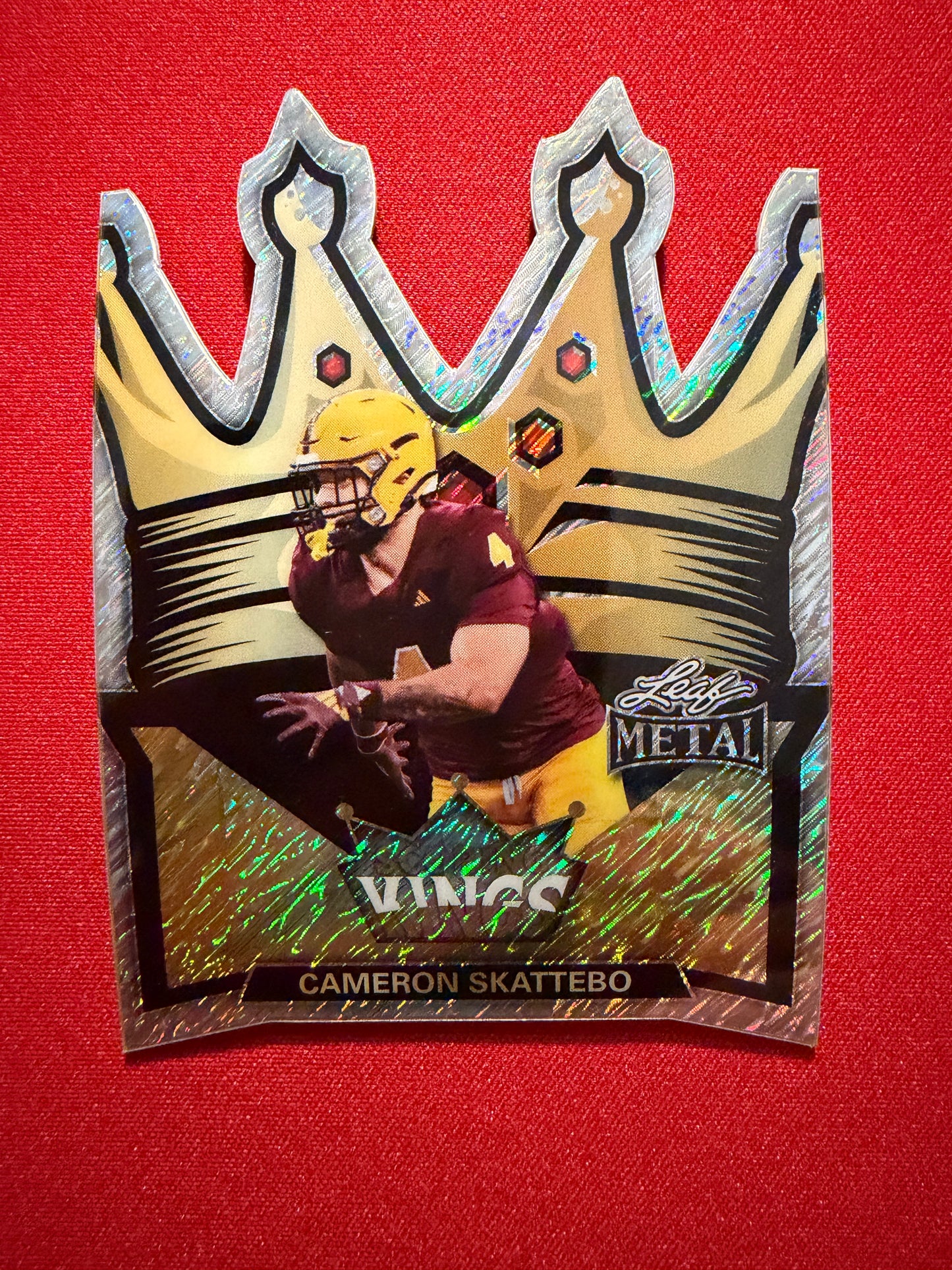 2026 Leaf Metal Football Cam Skattebo Scoring Kings Silver Shimmer /12