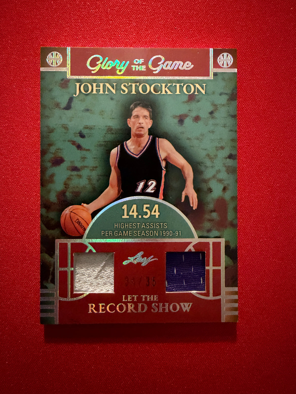 John Stockton 2025 Leaf Glory of the Game Let the Record Show Dual Game-Used /35