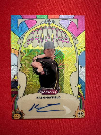 Kash Mayfield 2026 Leaf Vivid Funky Yellow Techno Foil AUTO 1/1 Padres 1st Rd