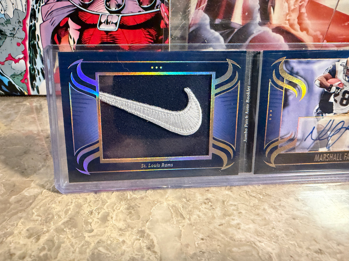 Marshall Faulk 2025 Panini Silhouette Jumbo Patch Auto Nike Swoosh Booklet /25