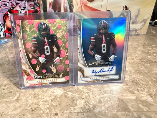 Nyck Harbor 2026 Leaf Optichrome Peace Super Gold Prismatic 1/1 2-Card Auto Lot
