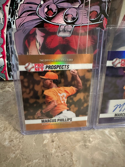 2026 Pro Set Marcus Phillips 1990 Mini Purple Auto 1/1 & Gold 1/1 Parallel Lot