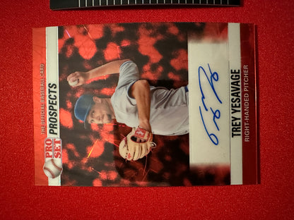 Trey Yesavage 2026 Pro Set Metal 1/1 Red Lazer AUTO & 1989 Mini Black /2 Lot - Blue Jays