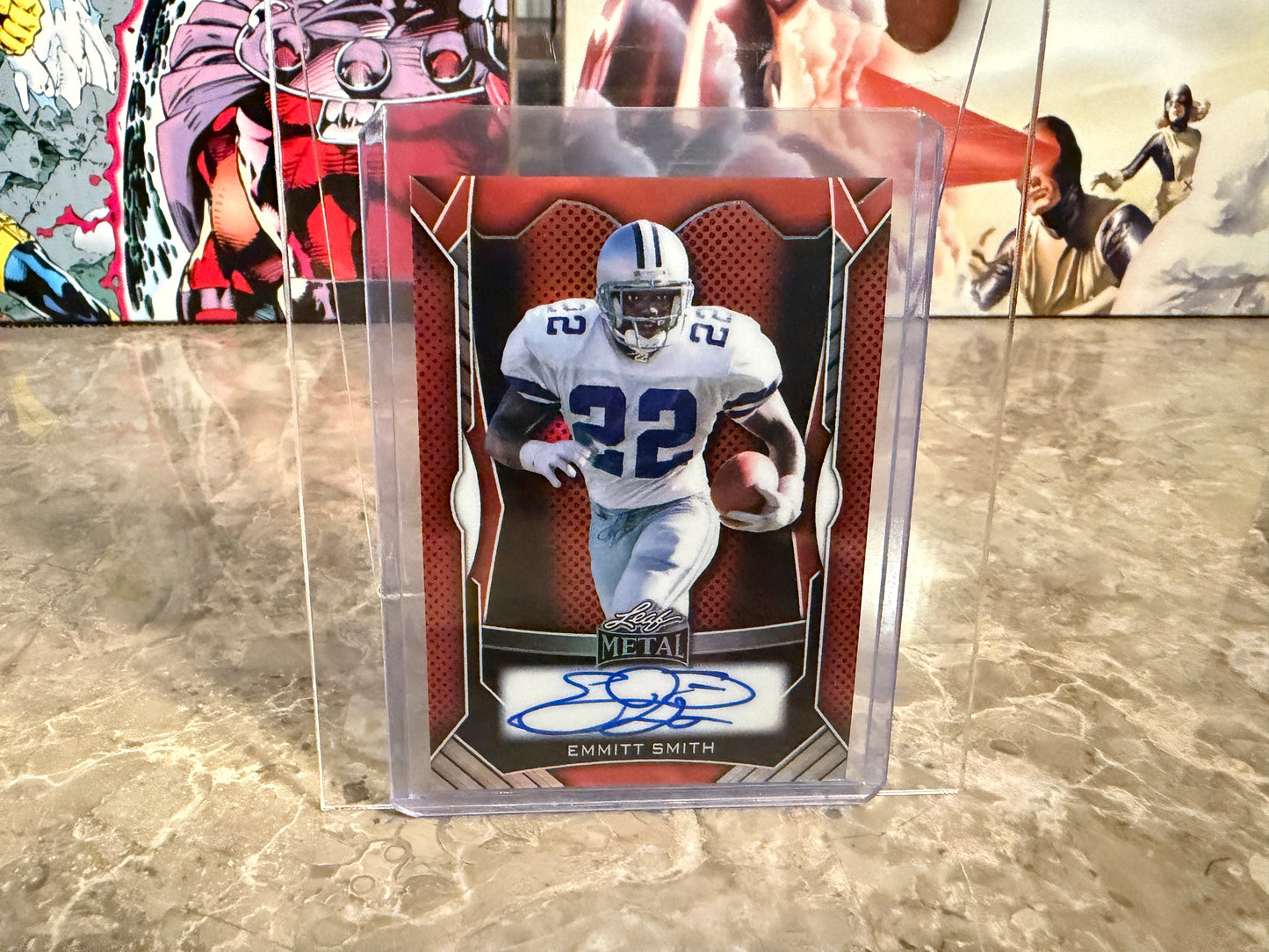 Emmitt Smith 2026 Leaf Pro Set Metal Football Metal On-Card Auto Orange 3/8