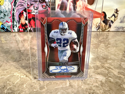 Emmitt Smith 2026 Leaf Pro Set Metal Football Metal On-Card Auto Orange 3/8