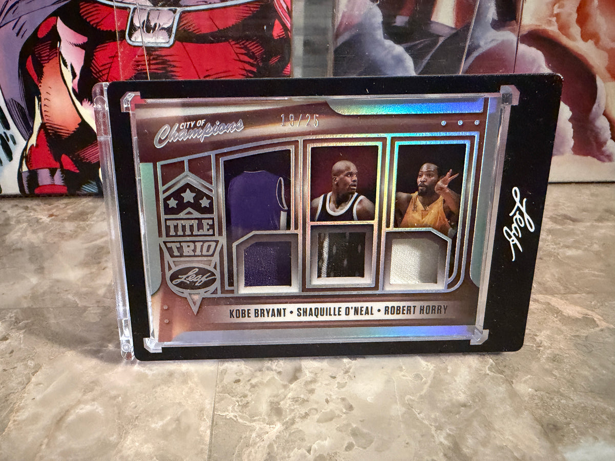 Kobe Shaq Horry 2026 Leaf City of Champions Title Trio Game Used Relic /25
