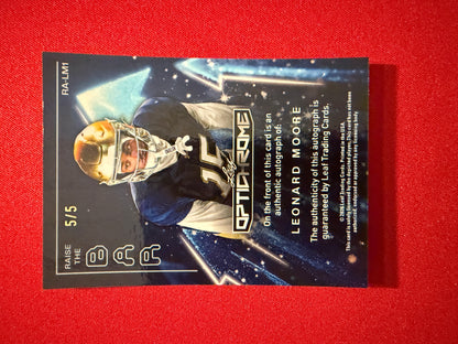 Leonard Moore 2026 Leaf Optichrome Football Raise The Bar Auto Blue Crystal /5