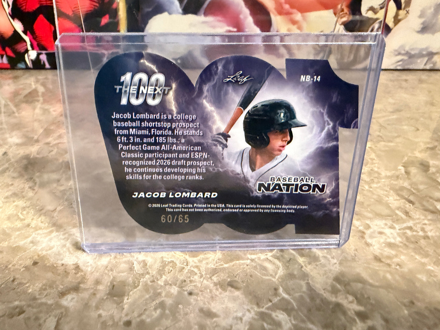 Jacob Lombard 2026 Leaf Baseball Nation 2-Card Lot Next 100 Throwback Player