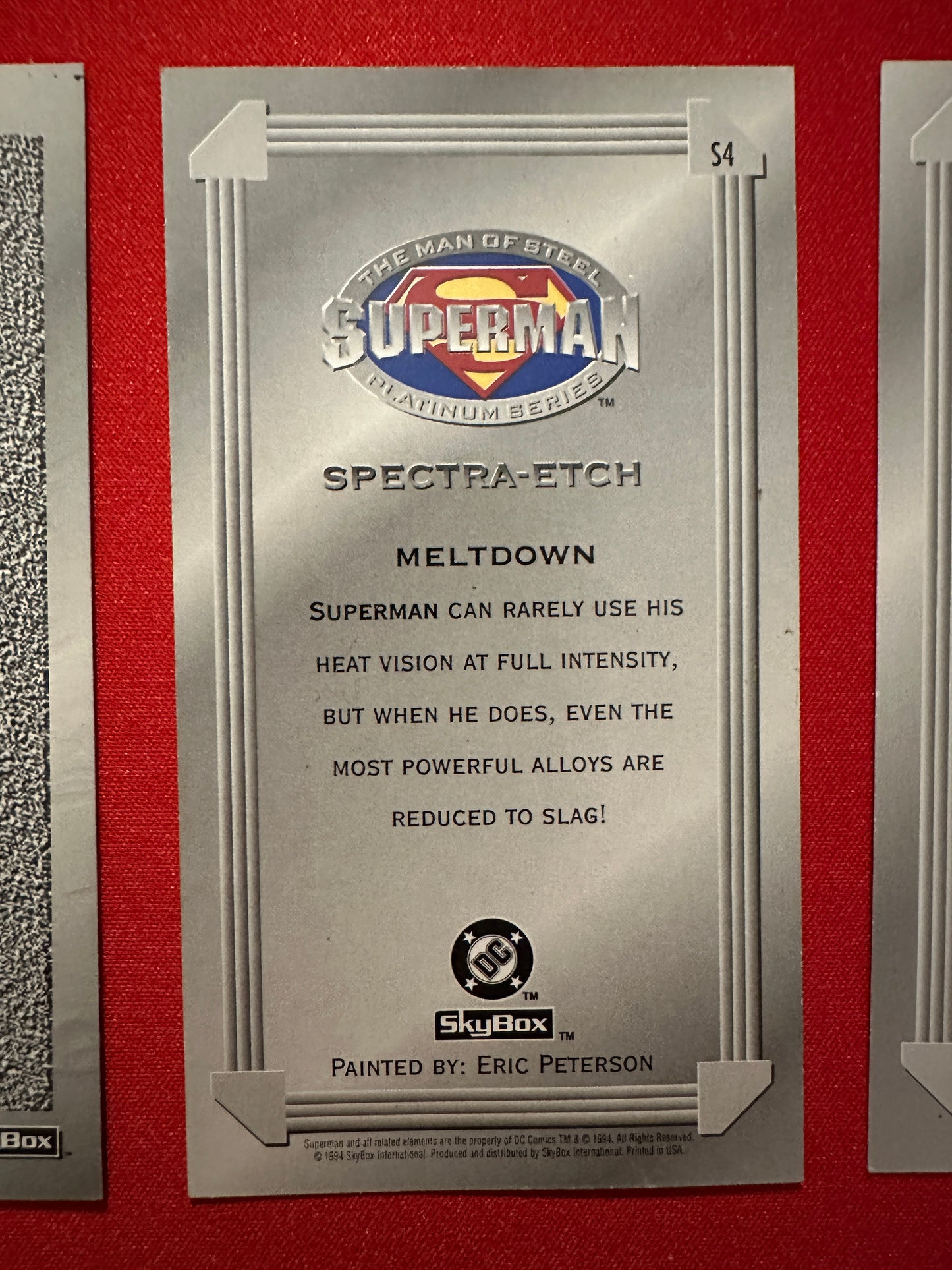 1994 Skybox DC Superman Platinum Series FG1/S4 Forged in Gold/Spectral-Etch