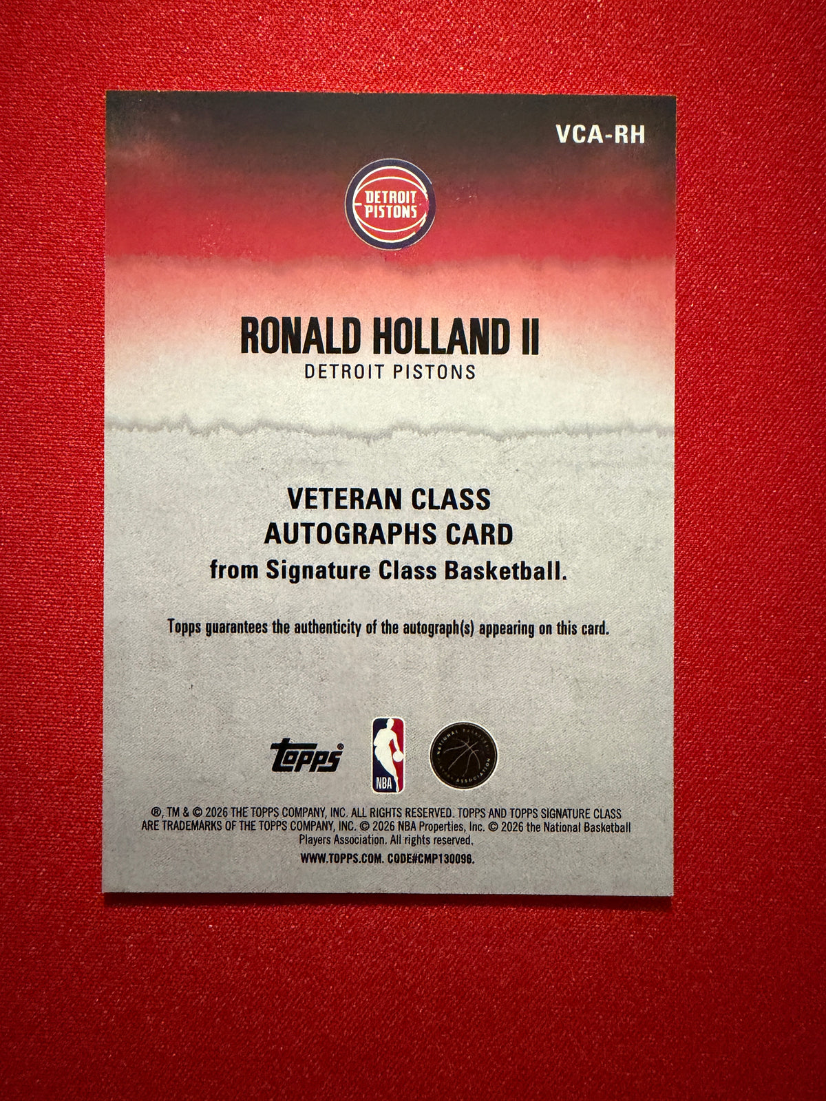 2025-26 Topps Signature Class Ronald Holland II Rookie RC Auto #VCA-RH