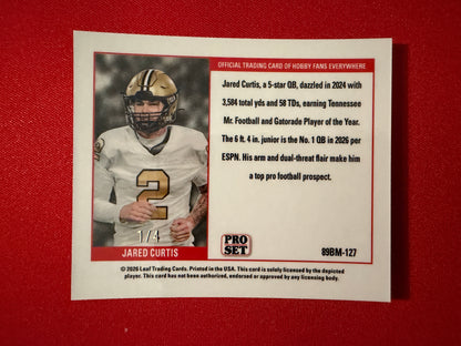 2026 Leaf Pro Set Metal Football Jared Curtis Talent Tornado Auto 1989 Mini Lot