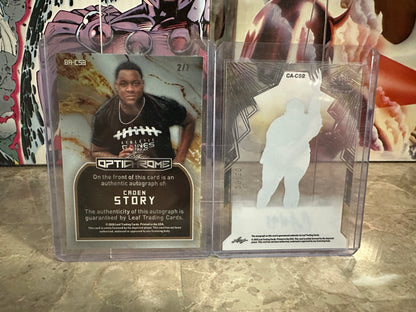 Caden Story Leaf Optichrome Smiley AUTO /7 & Trinity Clear /50 Clemson DT Lot
