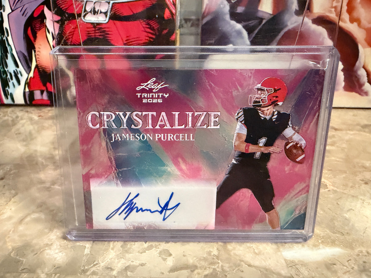 Jameson Purcell 2026 Leaf Trinity Football Crystalize Auto Pink SSP