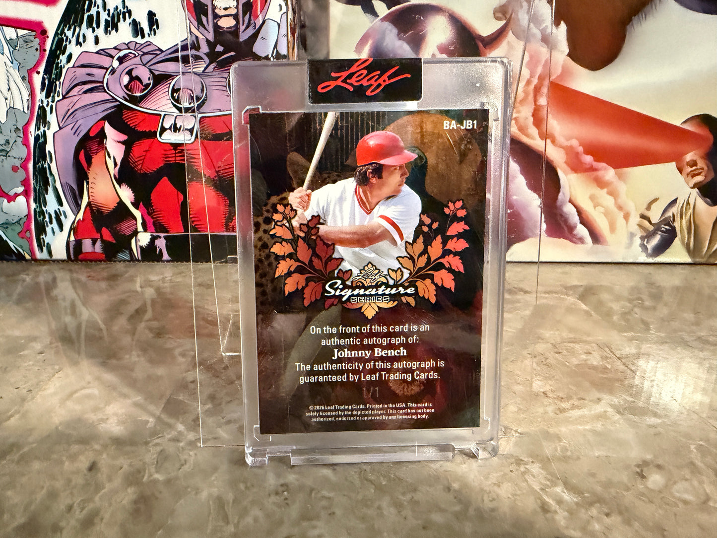 Johnny Bench 2026 Leaf Signature Series Base Auto Black Crystal 1/1