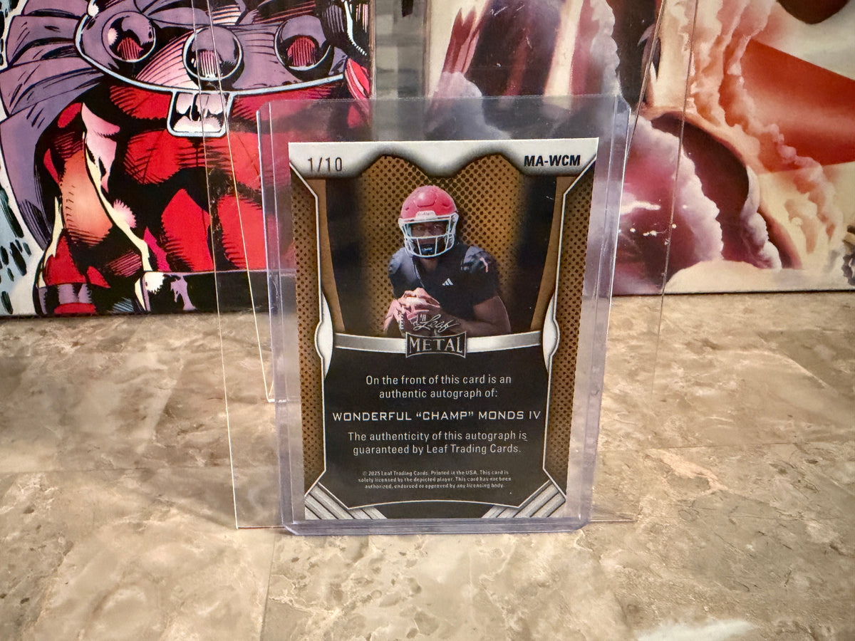 Wonderful “Champ” Monds 2026 Leaf Trinity Football Metal On-Card 1/10 Bookend