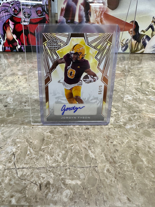 2025 Leaf Trinity JORDYN TYSON Auto /75 - #8 OVERALL PICK - New Orleans Saints