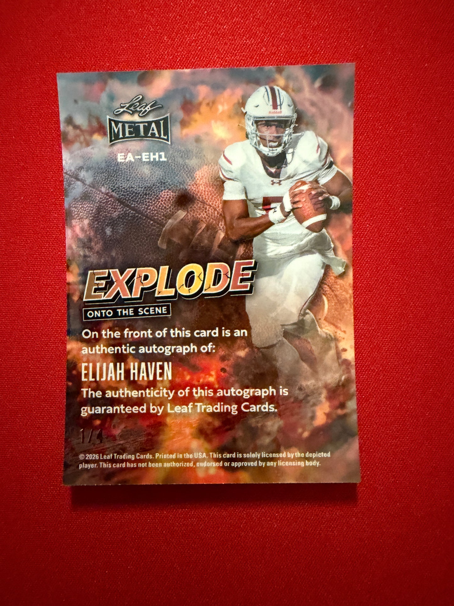 2026 Leaf Metal Explode Onto the Scene Elijah Haven Auto Red Shimmer /4