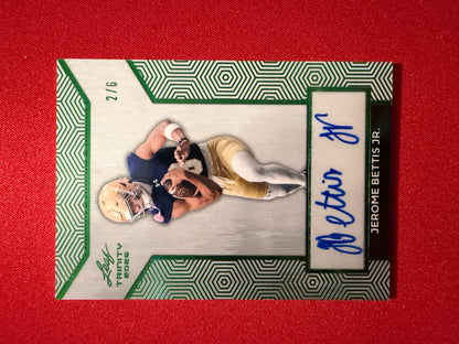 2026 Leaf Trinity Football Jerome Bettis Jr. Base Green Auto /6