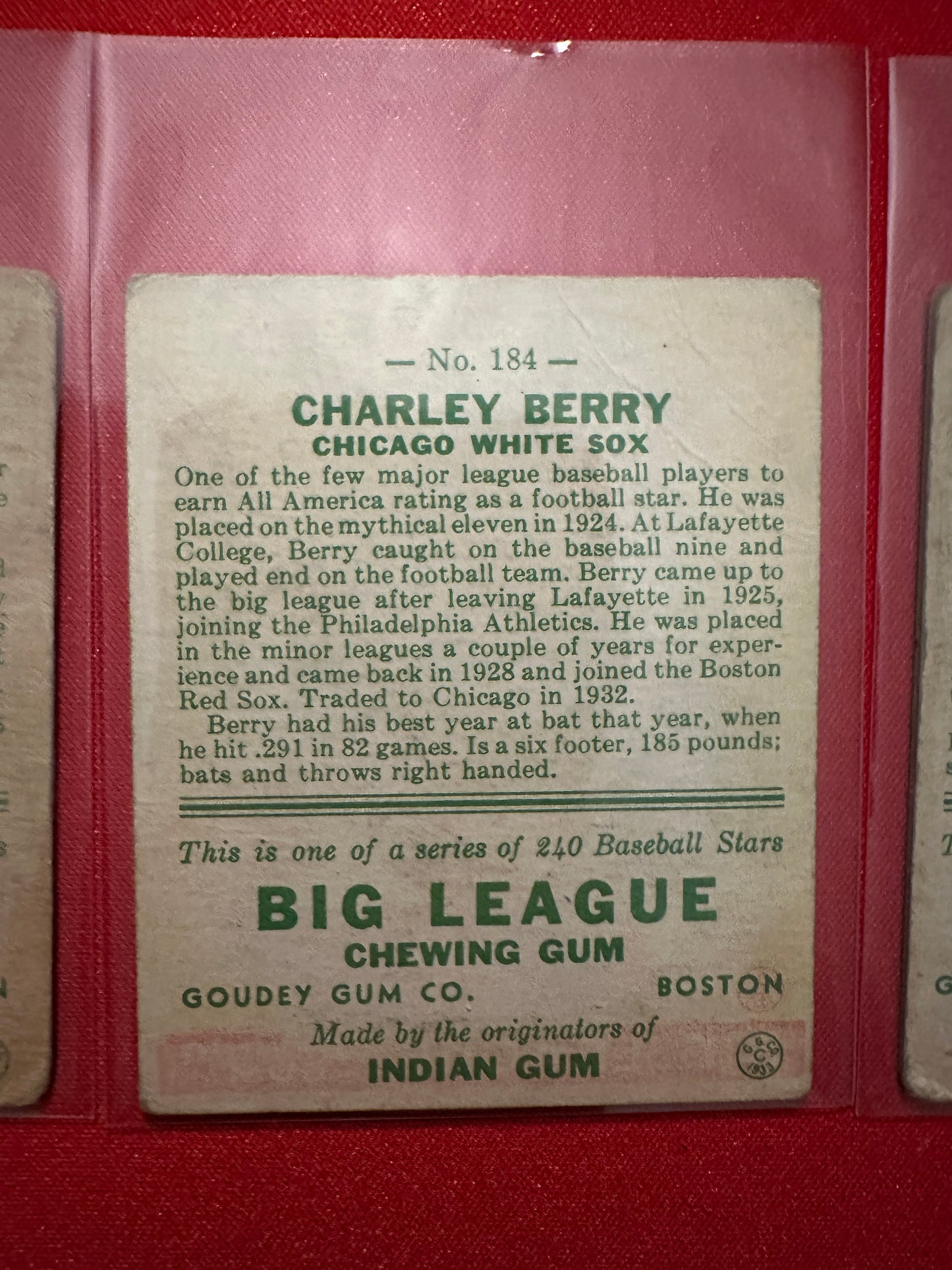 Ralph Kress/Charley Berry/Sam Jones (1933 Goudey) - Chicago White Sox