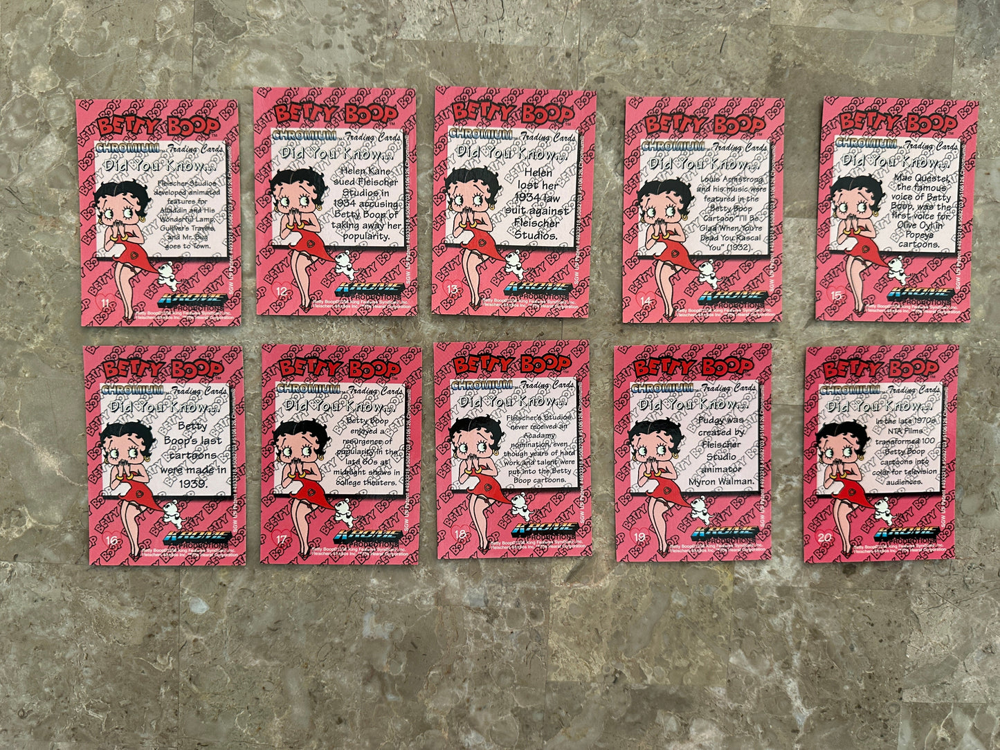 Betty Boop Pinups Complete Card Set + Nostalgia Chrome 1-5/Clear Chrome 1,4