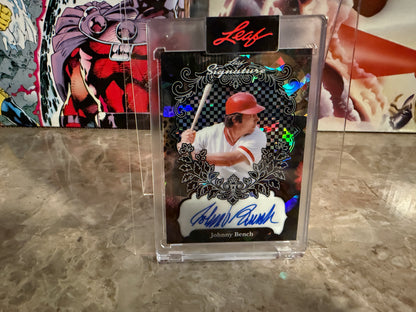 Johnny Bench 2026 Leaf Signature Series Base Auto Black Crystal 1/1