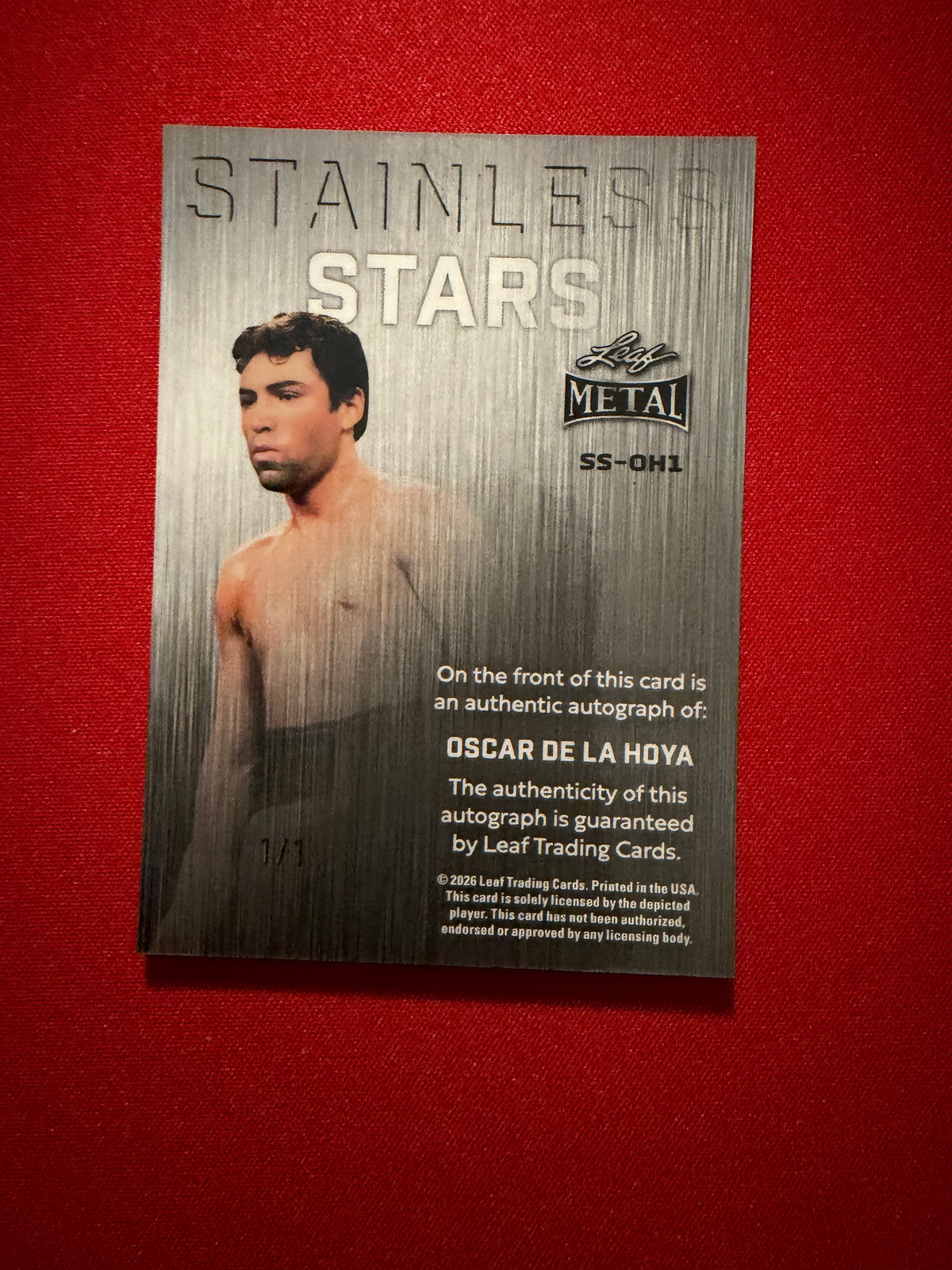 Oscar De La Hoya 2026 Leaf Metal Rings Stainless Stars Auto Green Sparkle 1/1