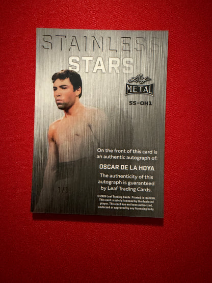 Oscar De La Hoya 2026 Leaf Metal Rings Stainless Stars Auto Green Sparkle 1/1