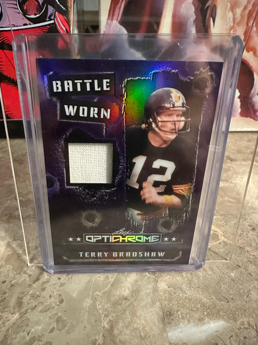 2026 Leaf Optichrome Football Terry Bradshaw Battle Worn Purple Prismatic Patch /7