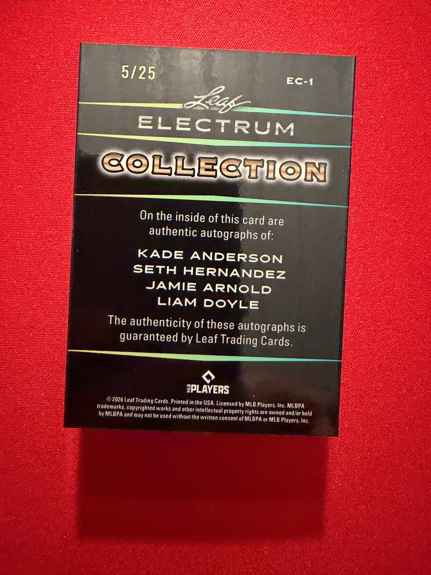 Kade Anderson / Seth Hernandez / Arnold / Doyle 2026 Leaf Electrum Collection 4 Auto Booklet