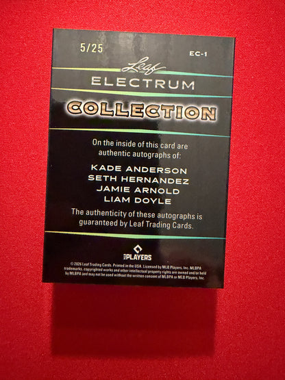 Kade Anderson / Seth Hernandez / Arnold / Doyle 2026 Leaf Electrum Collection 4 Auto Booklet
