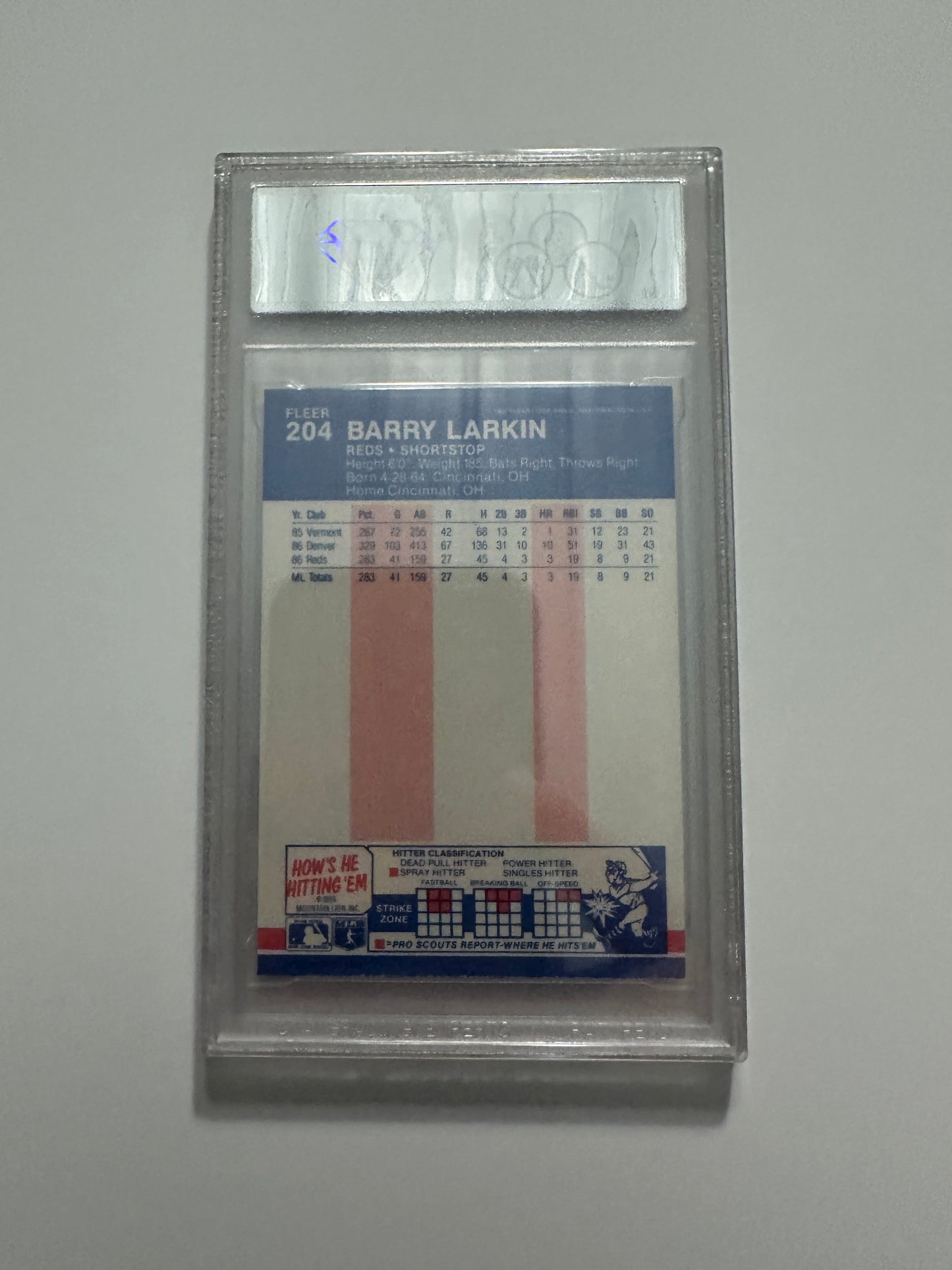 Barry Larkin #204 CTA/PSA Graded Mint 9 (1987 Fleer)