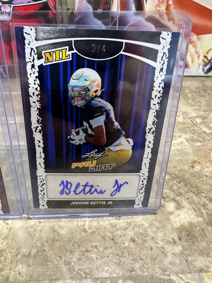 JEROME BETTIS JR. 2-Card Auto Lot - 2026 Leaf Paydirt BLUE NIL /4 & BASE /65