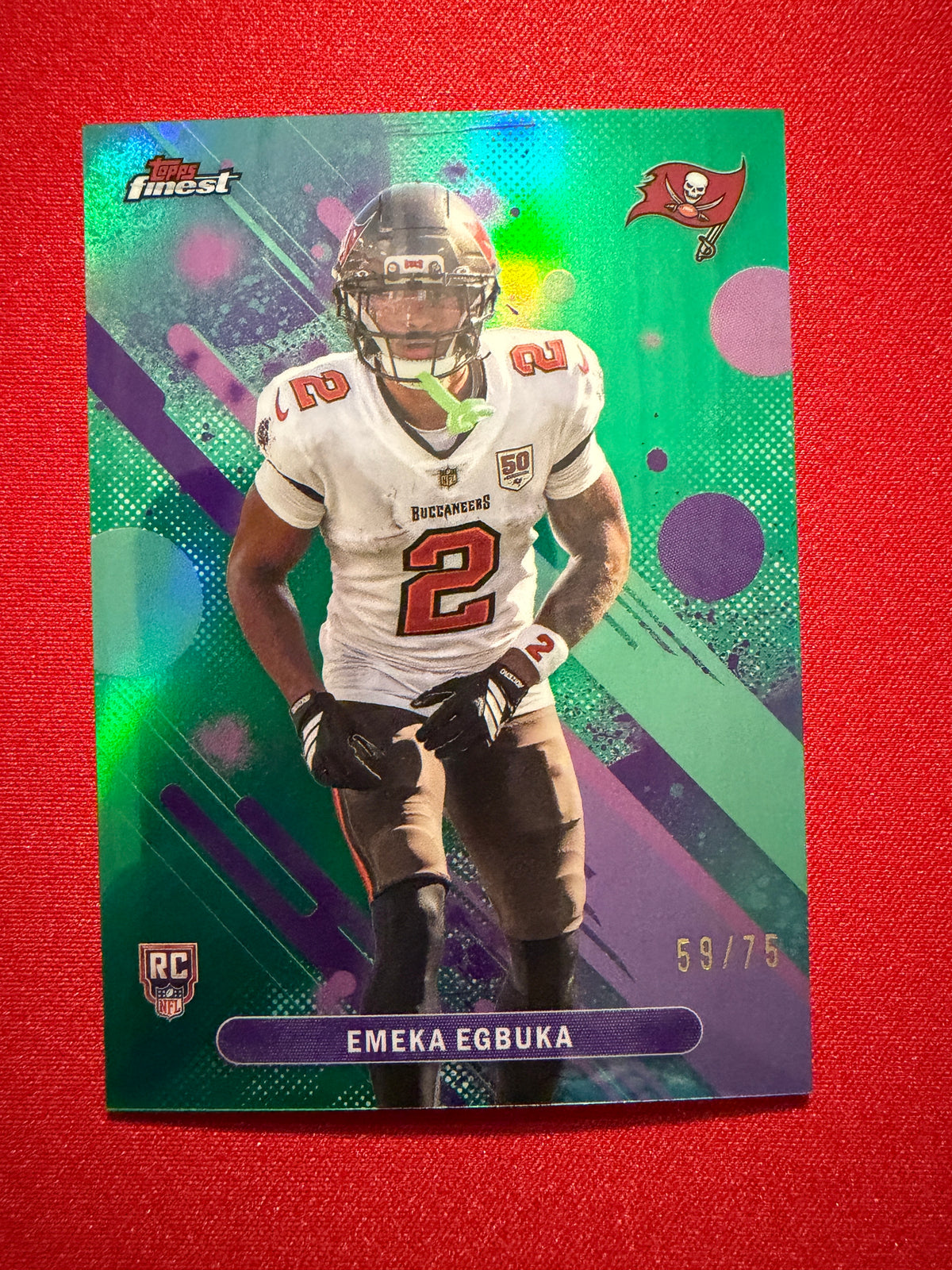 2025 Topps Finest Football Emeka Egbuka Common Green /75 RC #24