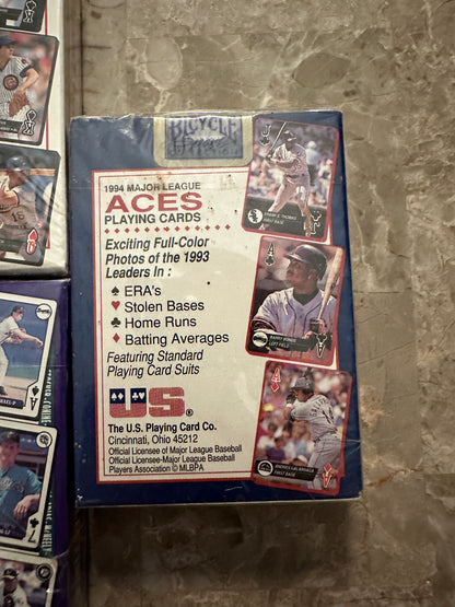 Baseball Aces/Baseball Rookies Playing Cards (Bicycle 1991-94) - 6 Packs Sealed