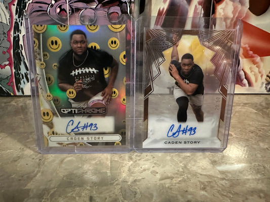 Caden Story Leaf Optichrome Smiley AUTO /7 & Trinity Clear /50 Clemson DT Lot