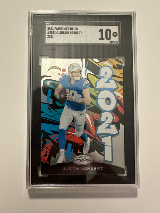 Justin Herbert #2021-2 SGC/PSA Gem Mint 10.0 (2021 Panini Certified)