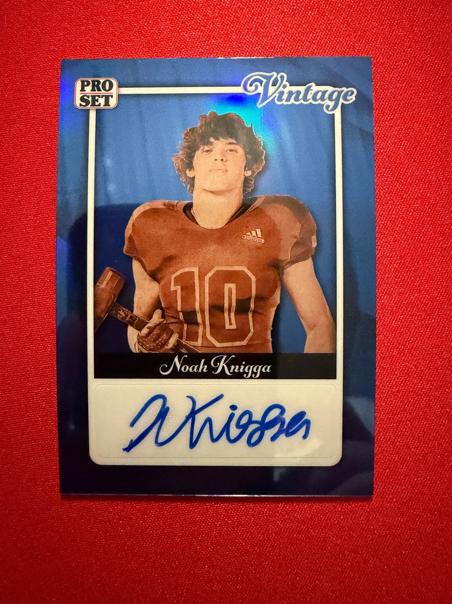 Noah Knigga 2026 Leaf Pro Set Metal Football Vintage Auto Blue /5