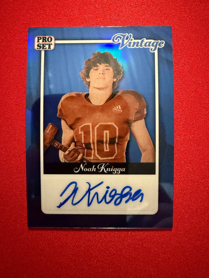 Noah Knigga 2026 Leaf Pro Set Metal Football Vintage Auto Blue /5
