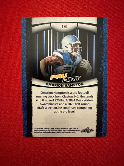 Omarion Hampton 2026 Leaf Paydirt Football Base Orange Parallel /99