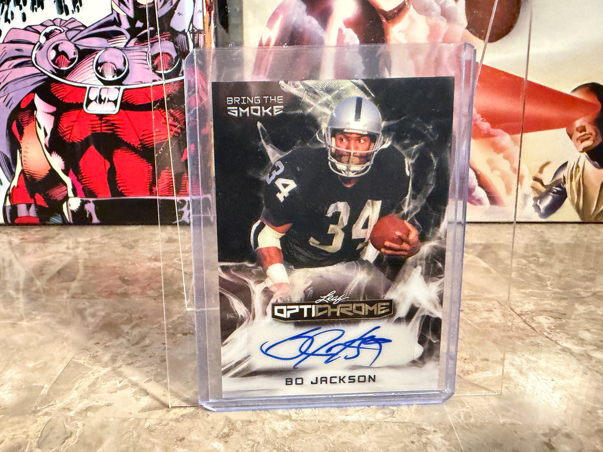 Bo Jackson 2026 Leaf Optichrome Football Bring the Smoke Auto Super Gold 1/1