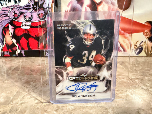 Bo Jackson 2026 Leaf Optichrome Football Bring the Smoke Auto Super Gold 1/1