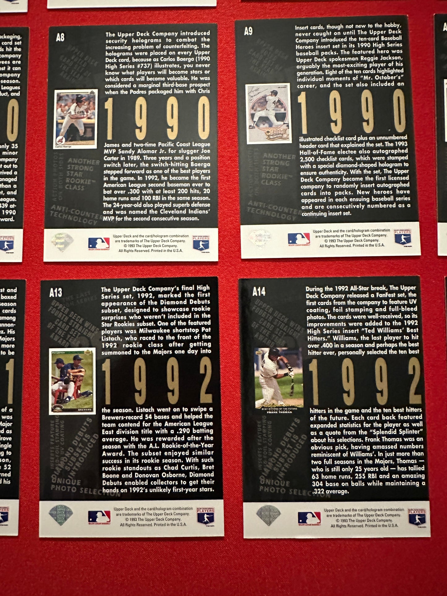 1993 Upper Deck 5TH ANNIVERSARY Complete Insert Set 1-15 - Griffey/Ryan